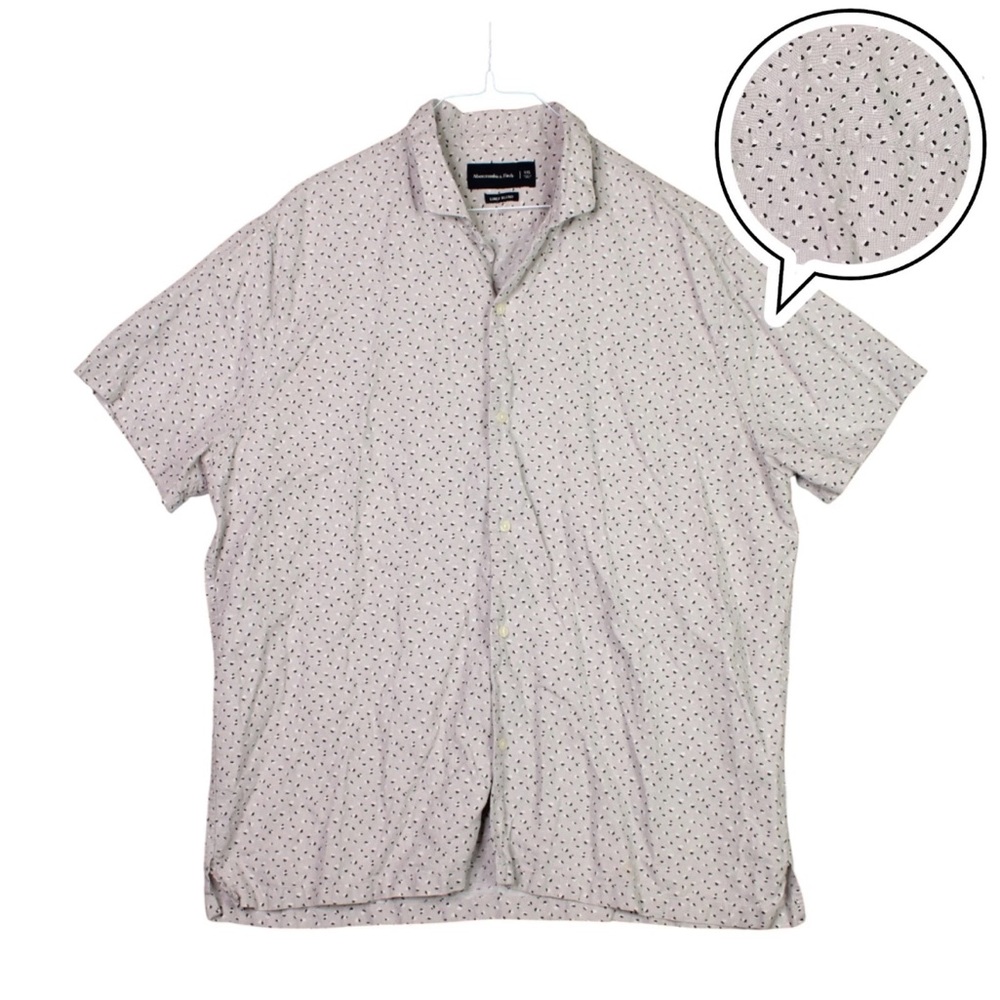 Abercrombie & Fitch Men Button Up Shirt XXL Beige Linen Blend Short Sleeves